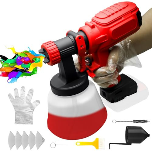 600W Cordless Paint Sprayer for Milwaukee M18 18V Battery(Without Battery), 1200ML 4-Nozzle HVLP Fence Paint Sprayer, Electric Spray Paint Gun for Painting House, Walls, Decks, Furniture, DIY