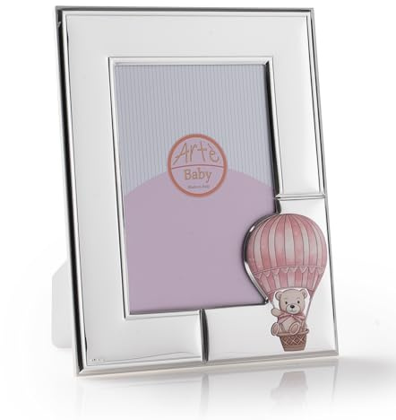 ARTÉ 10 x 15 Bilderrahmen für Mädchen, hergestellt in Italien, elegant versilbert, anlaufgeschützt, schöner Rahmen aus Silber Plated mit Rückseite aus weiß lackiertem Holz E274/Rosa