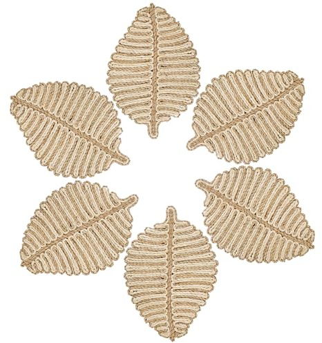 Handicrafts, set di 6 tovagliette a forma di foglia