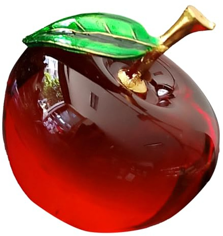 UTHCLO Kristallapfel Figur Glas Apfel Rote Heimdekoration für Sammler | Polierte Oberfläche, Glitzernd und Transluzent, Wohnung und Party Display