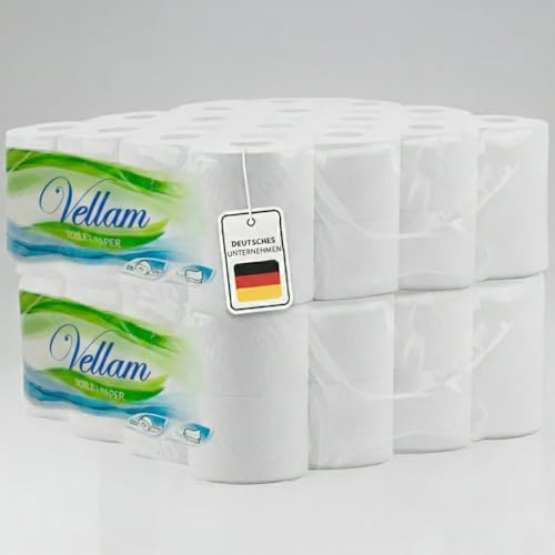 Roxlin Premium Toilettenpapier, 3-lagig, Ultraweich, Saugstark, Hautfreundlich, Hypoallergen, Reißfest, Luxuriöses Design (64)