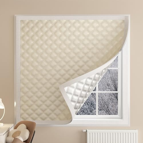 Cortina Opaca Termica Aislante Frio y Calor, Protector de Frío para Ventanas, Kit Aislante Termico Cover Ventanas para Casas, Propiedades en Alquiler, Apartamentos