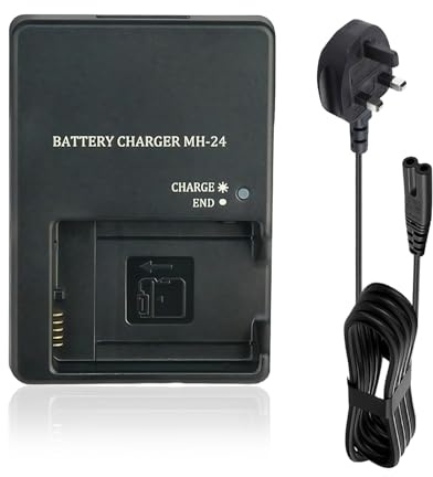 MH-24 Fast Battery Charger Compatible Nikon EN-EL14, EL-EL14a Lithium Battery, for D3100 D3200 D3300 d3400 d3500 D5100 D5200 D5300 D5500 d5600 P7000 P7100 P7700 P7800 Digital SLR Cameras (Black, 1 PC)