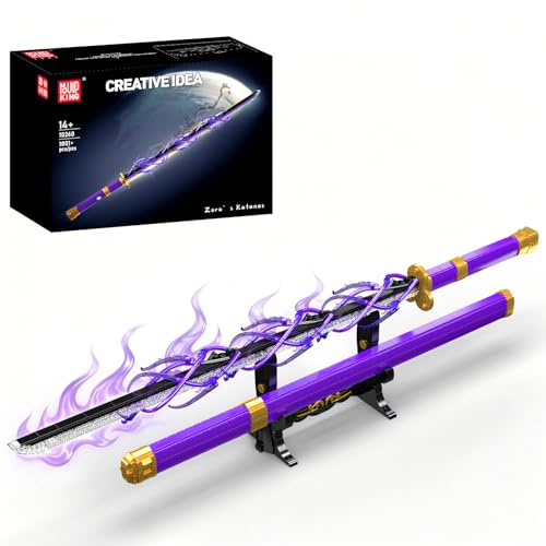 Mould King 10260 Épée Style Anime en Briques de Construction avec éclairage LED, modèle de Sabre Lumineux pour Adultes, épée Pirate-samouraï de Cosplay avec Fourreau et Socle de présentation
