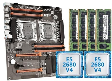 1PCS X99 Dual CPU Gaming Set di schede madri Xeon E5 2680 V4DDR4 64GB (4 * 16GB) LGA2011-3 M.2 NVME for Server Computer Host(Motherboards)