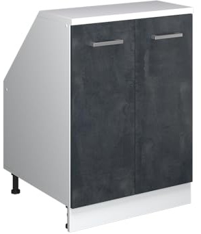Vicco Küchenschrank für Dachschrägen R-Line, Schwarz Beton, 60 cm