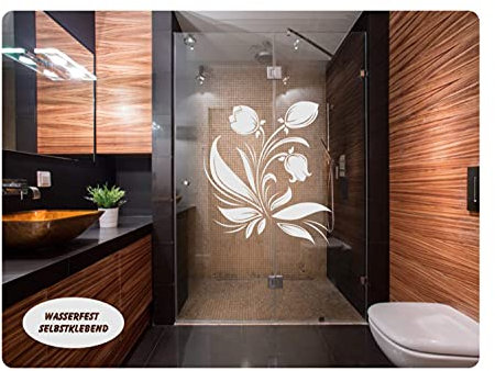 rs-interhandel® Aufkleber Folie Tattoo Glasdekorfolie Bad Dusche Duschwand Badezimmer Glasdekor GD41 Ornament Blume