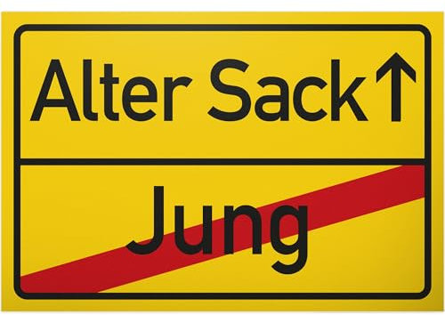 DankeDir! Alter Sack (Jung) Ortsschild Schild - Geschenk runder Geburtstag Geschenkidee Geburtstagsgeschenk Männer Geburtstagsdeko Partydeko Party Zubehör Geburtstagskarte
