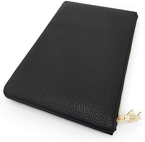 Fat Belly Fish Faux Leather/Leather Look Pencil Case - Black Large