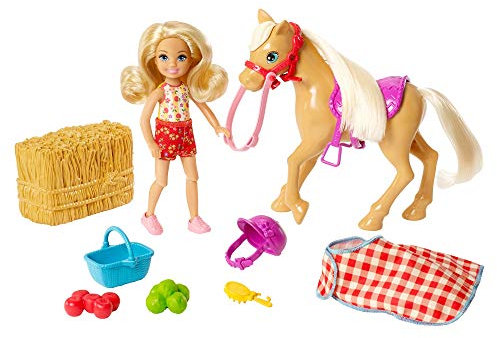 Barbie GFF50 - Spaß auf dem Bauernhof Chelsea und Pony, Puppen- und Pferde-Spielzeug ab 3 Jahren, Mehrfarbig