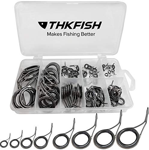 THKFISH Ruten Reparatur Kit Spinn Ruten Reparatur Keramik Edelstahl Carbon Spinnrutenführungen Angeln Ruten Reparatur Kit 75stück