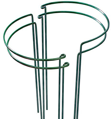 LEOBRO 4 Stück Pflanzenstützpfahl, Metall-Gartenpflanzenpfähle, Pfingstrosenunterstützung, Tomatenkäfig, Halbrunder Pflanzenstützringkäfig, Ranken, Zimmerpflanzen (24.9 cm Bx39.9 cm H)