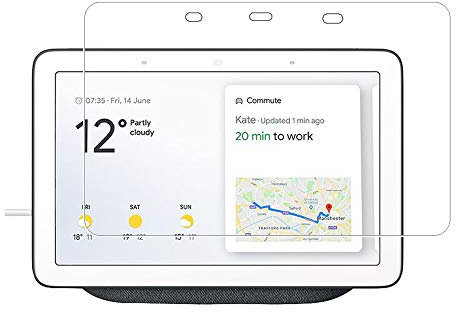 Zshion Lot de 2 films de protection d'écran pour Google Home Hub/Google Nest Hub, dureté 9H, en verre trempé pour Google Home Hub avec traces de doigts, sans bulles, transparent