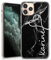 TULLUN Personalised Phone Case for iPhone 11 Pro - Clear Soft Gel Custom Cover Marble Name & Heart Letter Initials Name Text - Black Marble