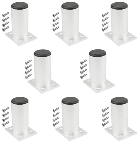 TOVOT 8 Pièces 8cm Pieds de Meuble Pieds d'armoire en Métal Pieds Ronds pour Table Canapé