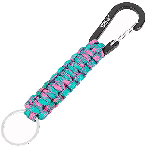 EOTW Paracord Schlüsselanhänger Karabiner Karabinerhaken D Ring Schlüsselband Schlüsselring für Motorrad Auto Camping Wandern Männer Frau Kinder (1 Blau/Rosa Tarnfarbe)