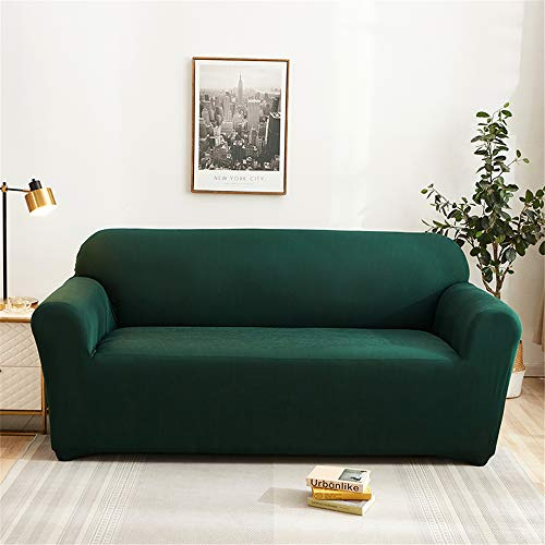 Surwin Sofabezug Sofa Überwürfe 1 2 3 4 Sitzer, Muster Elastische Universal Sofahusse Sofa Abdeckung Stretch Schonbezug Couchbezug für Armlehnen Sofa (Dunkelgrün,4 Sitzer (235-300cm))