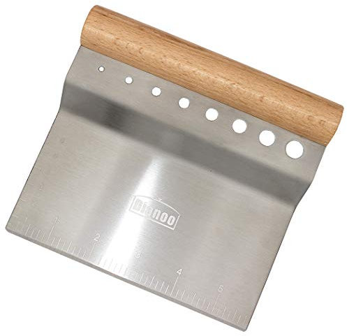 Dianoo Dough Scraper Stainless Steel Chopper, Great As Pizza and Dough Cutter, Multipurpose Pastry Scraper with Wood Handle