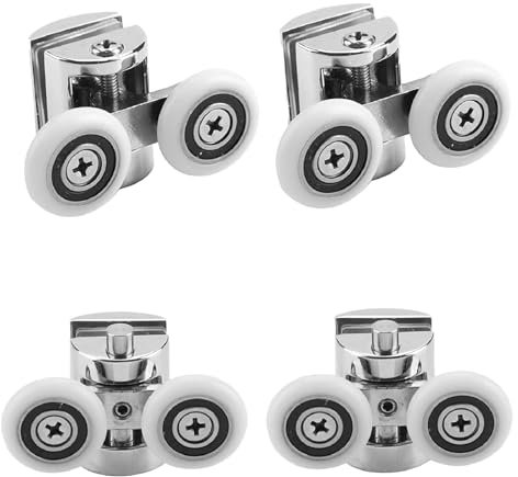 Holdfiturn 4Pcs 26mm Showers Doors Wheel Rollers Zinc Alloy Shower Door Rollers Runners Fixing Pulleys Replacement Shower Door Fixing Wheels(2 Top +2Buttom)