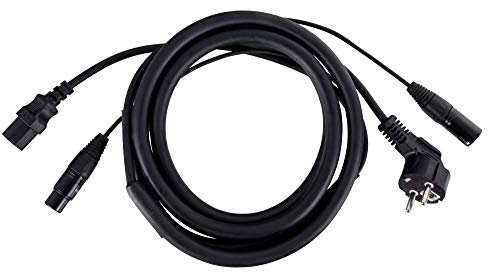 Pronomic Stage EUIECD-2.5 Hybridkabel Kaltgeräte/DMX - 2,5 m Kombi-Kabel für Stromversorgung und DMX-Signal - zur Verbindung von DMX-Lichteffekten - bis 6A belastbar- schwarz