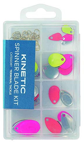 Kinetic Spinner Blade Kit- Spinnerblatt-Sortiment inkl. Box. gemischte Größen, 5 Farben, 40 Klammern und 35 Blätter