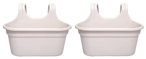 Yeehliny Pflanztöpfe zum Hängen, Kunststoff Doppelhaken Pflanzentopf mit Abnehmbaren Undichtes Netz, Hängetöpfe Blumentopf mit Drainageloch zum Hängen Perfekt für Garten Home Décor (2PC-Beige)