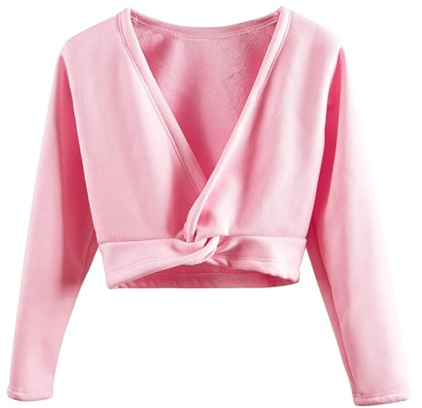 Mulnall Langarm-Wickeljacke für Mädchen zum Ballett | Gekreuzter V-Ausschnitt, elastisches Fleecefutter, hautfreundlich atmungsaktiv, bequem flexibel, pflegeleicht