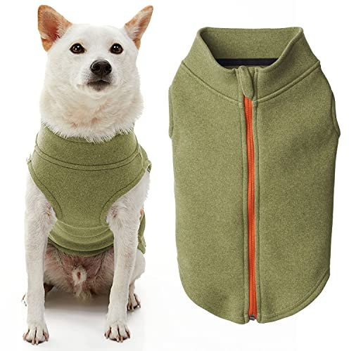 Gooby Hundepullover aus Mikrofaser-Fleece, mit Reißverschluss, Grün, Größe S, warm, doppellagig, weiches Mikrofaser-Fleece, Step-in-Hundejacke ohne Ringleine – Winter-Hundepullover für kleine Hunde