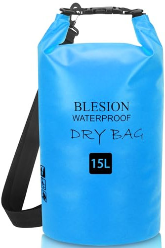 BLESION Dry Bag 5L/10L/15L/20L/30L wasserdichte Tasche Verstellbarer Schultergurt, Wasserdichter Rucksack für Kajakfahren, Angeln, Schwimmen, Wandern Reisen (Himmelblau, 5L)