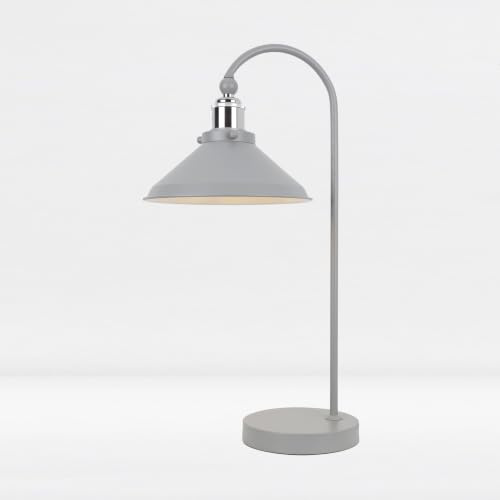firstchoicelighting Maxwell - Flint Grey Chrome Task Table Lamp