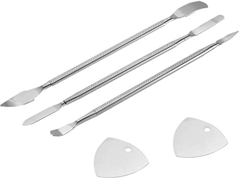 sourcing map 5 Stück Öffnen Hebel Reparatur Werkzeug Kit Edelstahl Mini Hebeleisen Satz für Handy Bildschirm Kleber Entfernung