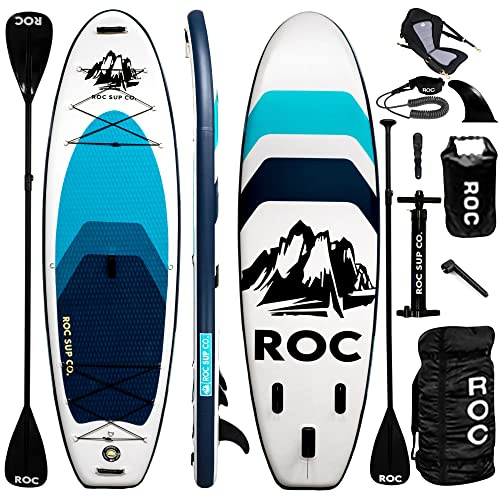 Roc Aufblasbare Stand Up Paddle Boards mit Premium SUP Paddle Board Zubehör, Breites stabiles Design, Rutschfestes Komfortdeck für Jugendliche & Erwachsene