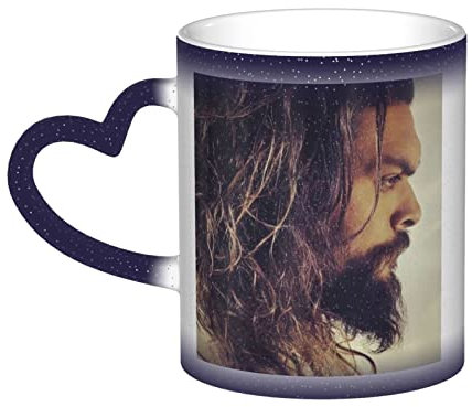 YINGD Jason Mug Momoa Ceramic Photo Coffee Mugs Magic Heat Sensitive Color Changing Coffee Mug Milk Tea Cup Personalized Gifts for Family Lovers Friends Starry Sky Blue