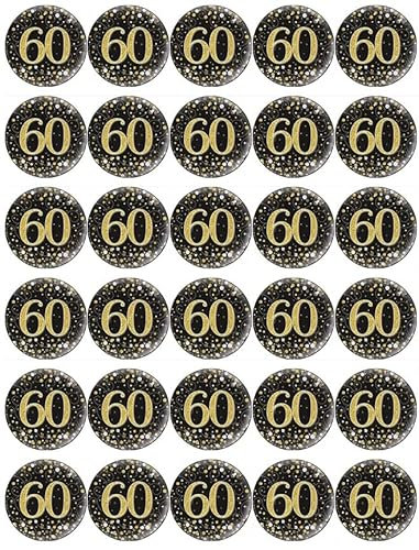 30 60th Birthday Black And Gold Cupcake Toppers Edible Wafer Paper Fairy Cake Toppers Birthday Cakes