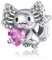 MGIUL Cute Animal and Pink Heart Charm für Frauen Armbänder Halsketten mit 5A Cubic Zirconia 925 Sterling Silber Anhänger Perlen Schmuck Geschenk für Mädchen Jungen