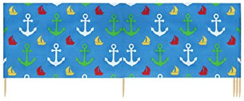 Ladeheid Windschutz Strand Sichtschutz mit Holzstab praktisches Strand Zubehör LAEX001 (Anker-63, 10 m)