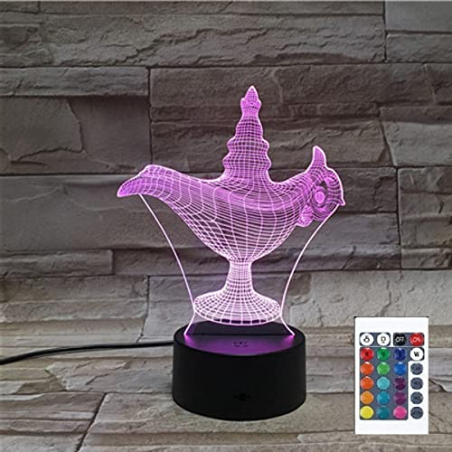 SUPERRUIDALONG 3D Aladin Lampe Nachtlicht Fernbedienung Power Touch Tisch Schreibtisch optische Täuschung Lampen 16 Farbwechsel-Lichter Heimdekoration Geburtstagsgeschenk