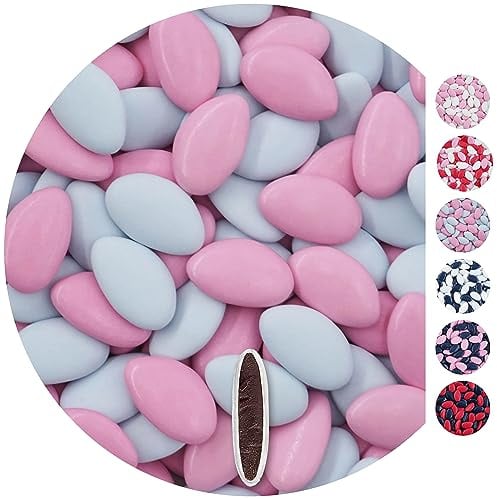 EinsSein 1kg Dragées chocolat mariage Mix rose clair-bleu clair dragees baptême fille garcon communion aux amandes feter et recevoir fêter de fete couleur pas cher aux bombe tag voir mes etui