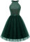 Dressystar Damen Neckholder Kleid Pailletten Ballkleid Festlich Party Cocktailkleid Kurz Dunkelgrün XL