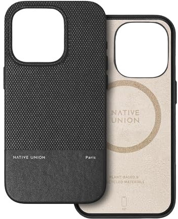 Native Union (Re Classic Case – MagSafe-kompatibel mit integrierten Magneten – Aus recycelten und pflanzlichen Materialien – Ultrarobust mit 1,8 m Fallschutz für iPhone 15 Pro (Schwarz)