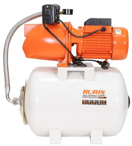 RURIS POWER FOR NATURE Station d'eau domestique avec Manomètre & Réservoir Surpresseur Aquapower 5010S 2200W, reservoir 50l, profondeur max 9m, hauteur max 70m