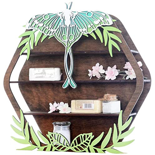 AZOOB Luna Motte Kristallregal, Kristallregal, Wandmontage, schwebende Regale, gebrannte Farbe, Kristall-Schmuckhalter für Esse, ntial Oil, Regaldekorationen für Wohnzimmer