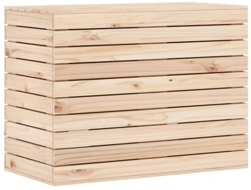 vidaXL Wäschetruhe, Wäschekorb mit viel Stauraum, Atmungsaktiv Wäschesammler mit Deckel, Wäschebox Wäschetonne Wäschebehälter, Massivholz Kiefer