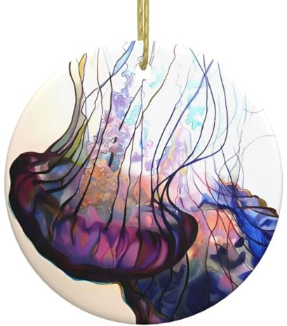 Qualle Print Personalisierte Weihnachtskugel, Keramik Runde Weihnachten Hängende Ornament, Weihnachtsbaum Dekoration Für Freund Freundin Frau Xmas Geschenke
