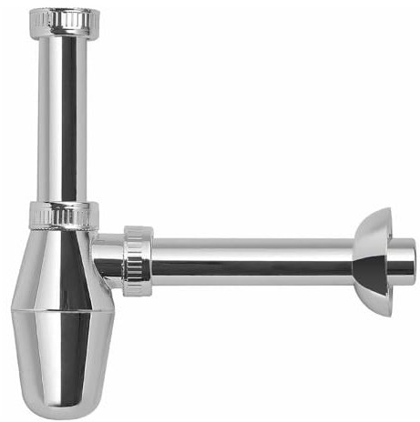Schläfer 4396115 | Sifone in Abs 1 1/4 Cromato, Sifone a Bottiglia per lavabo e Bidet, Scarico Lavandino Universale, Sifone in Plastica Antiodore Cromo, Tubo Scarico Muro diam 32 mm.