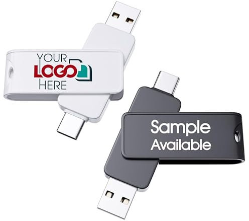 Benutzerdefinierte Typ C USB-Flash-Laufwerk Werbe 2 in 1 Dual Memory Stick Logo Print Personalzied Swivel OTG Jump Drive 128MB, 50 Stück