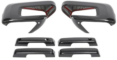 Außenspiegelkappen Auto Rückspiegel Abdeckung Türgriff Greifen Dekoration Abdeckung Trim Aufkleber Auto Außen Zubehör Für F1&50 2021 2022 2023 (Farbe : Carbon Black)