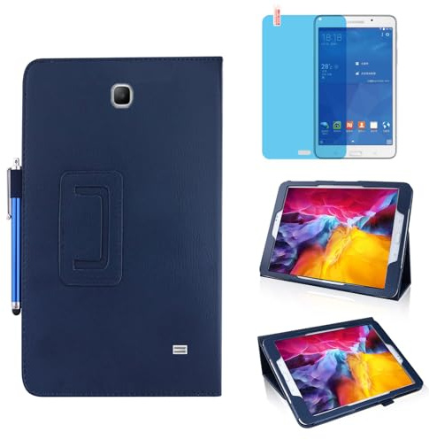 Funda para Samsung Galaxy Tab 4 7.0 Inch 2014 (SM-T230 T231 T235), Múltiples ángulos Stand Tabletas Protectora Cover Casos,Tener Bolígrafo Táctil,Película Protectora (Blue)
