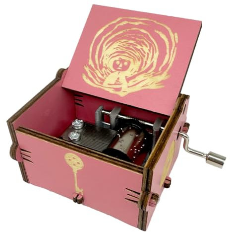 Youtang Coraline Spieluhr Graviert Holz Geschenke Mini Spieluhr Spielen Träumen für Geburtstag/Jahrestag/Valentinstag/Weihnachten (Handkurbel, Rosa)