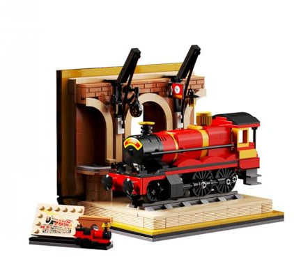 JVAVNE Zauberbuch Zug Lokomotive Bausteine Set, Retro Steampunk Bahnhof Klemmbausteine Bausatz 919 Teile, Transportfahrzeug BAU Modell Spielzeug für Jugendliche Erwachsene, Ideal Dekor Geschenk
